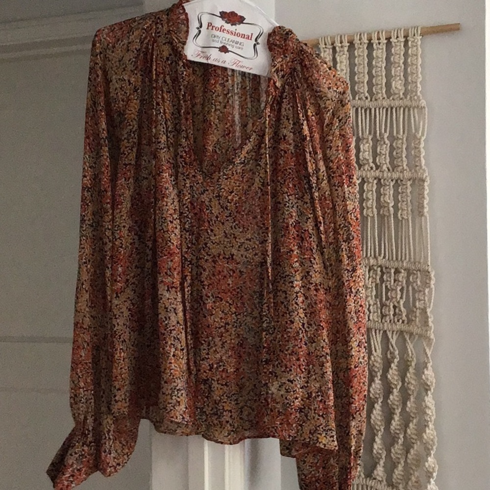 LoveShackFancy rust blouse